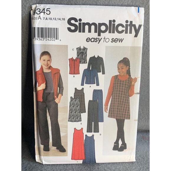 Simplicity Girls Jacket Vest Pants Jumper Sewing Pattern Sz7-16 9345 - Uncut - Picture 4 of 4